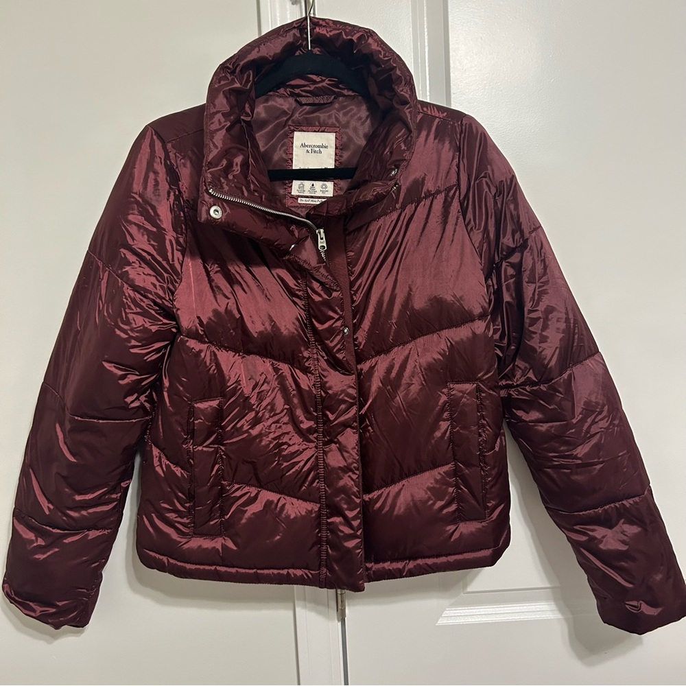 Abercrombie & Fitch Burgundy Puffer Jacket